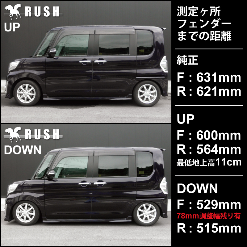 RUSH 車高調 タント タントカスタム LA600S 車高短 モデル フルタップ