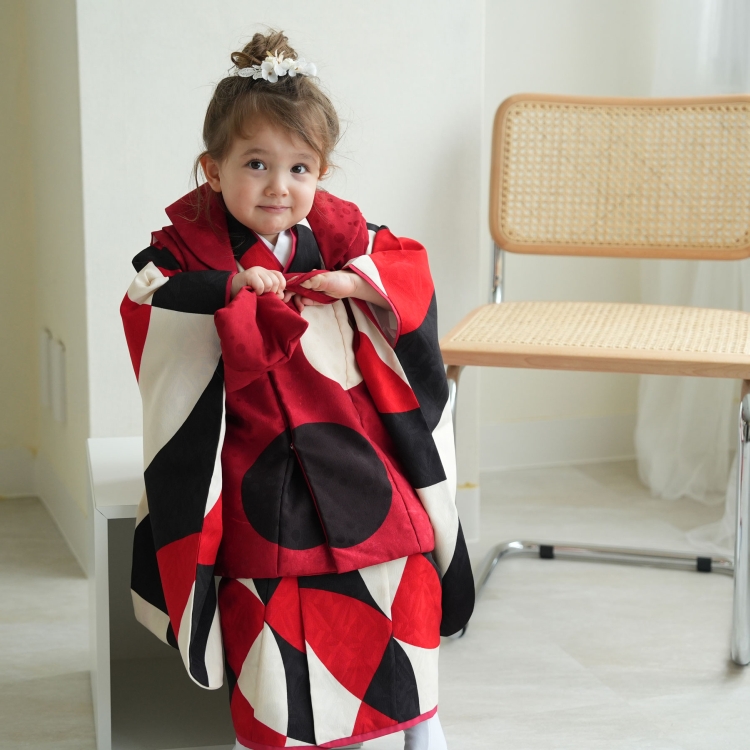 レンタル 七五三 3歳 女の子 被布 フルセット モダンアンテナ レトロ