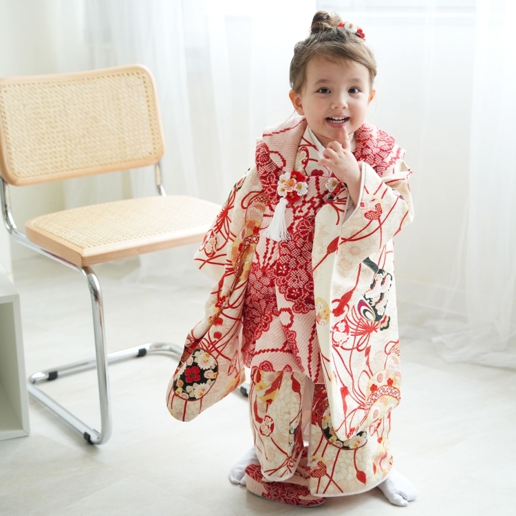 レンタル 七五三 3歳 女の子 七五三セット 古典柄 レトロ 花 華徒然