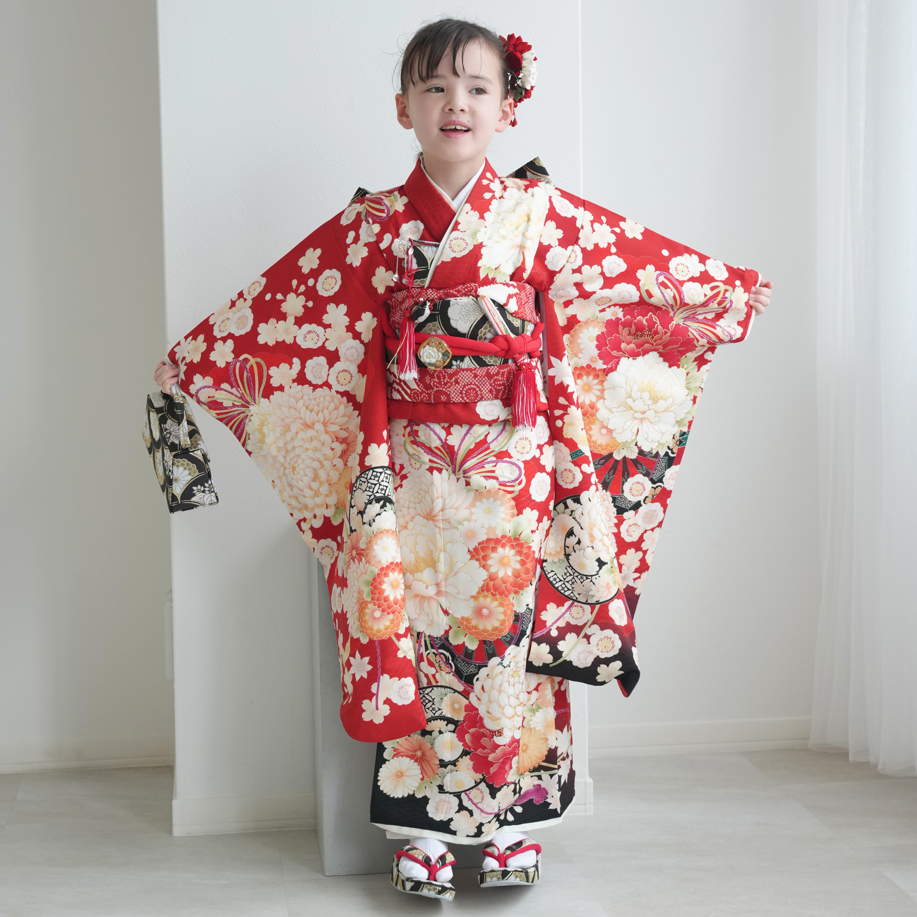 レンタル 七五三 着物 7歳 華徒然 女の子 四つ身 絵羽 古典花結びに