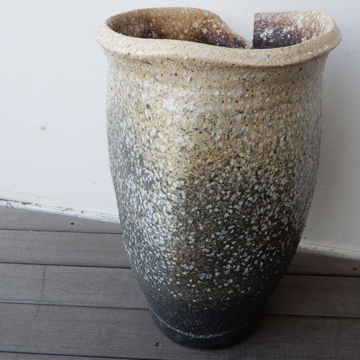 信楽焼 白窯変壺型 傘立 傘立て 陶器 直径30×高さ49cm 壺型 傘立て