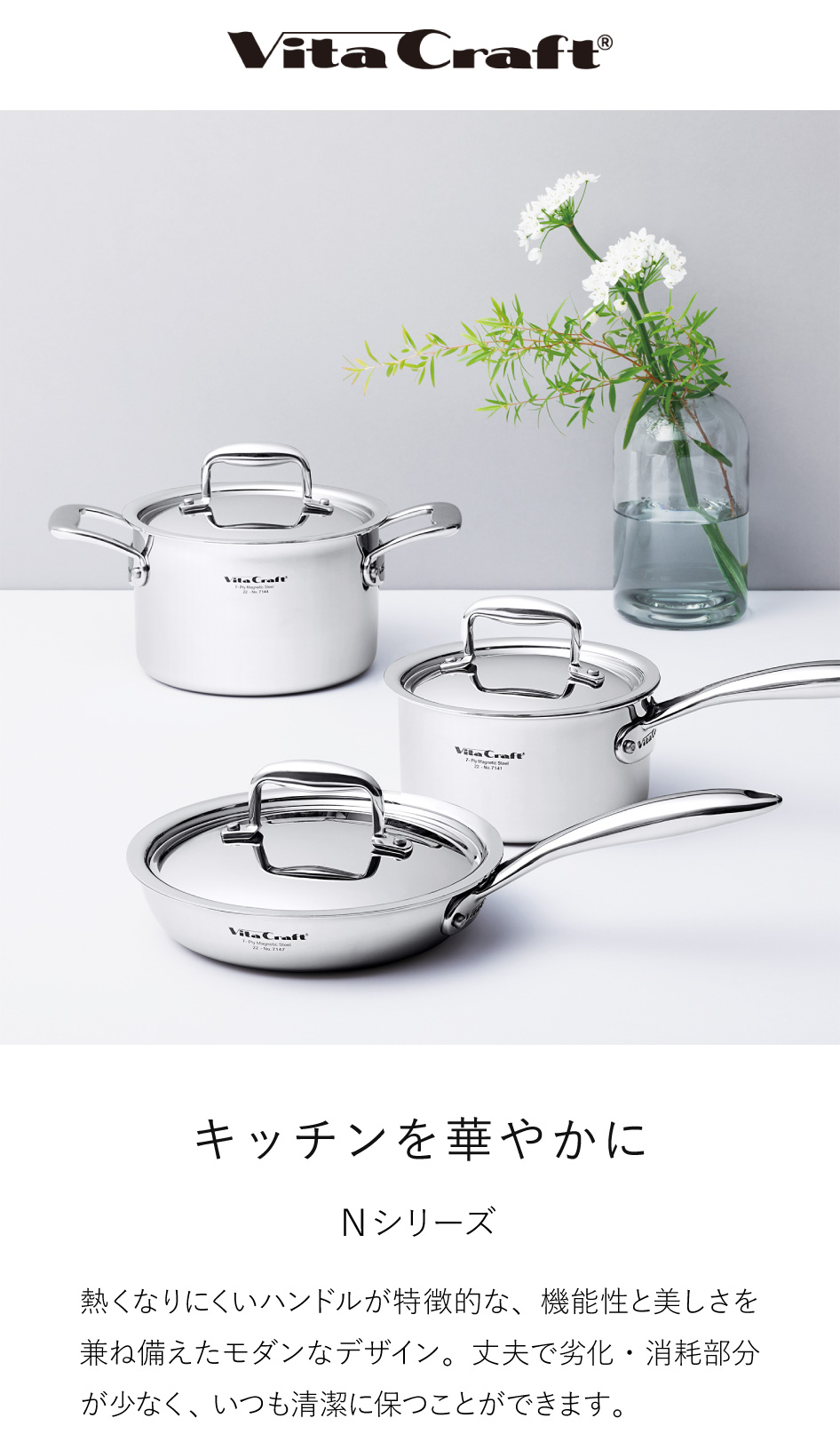 Vita Craft（ビタクラフト） Nシリーズ 両手鍋 18cm No.7144 Vita