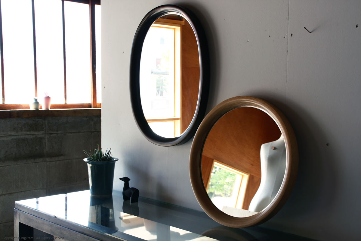 曲木鏡（ウォールミラー） 小判型, 小 / 木地色 [鏡以外との同梱不可