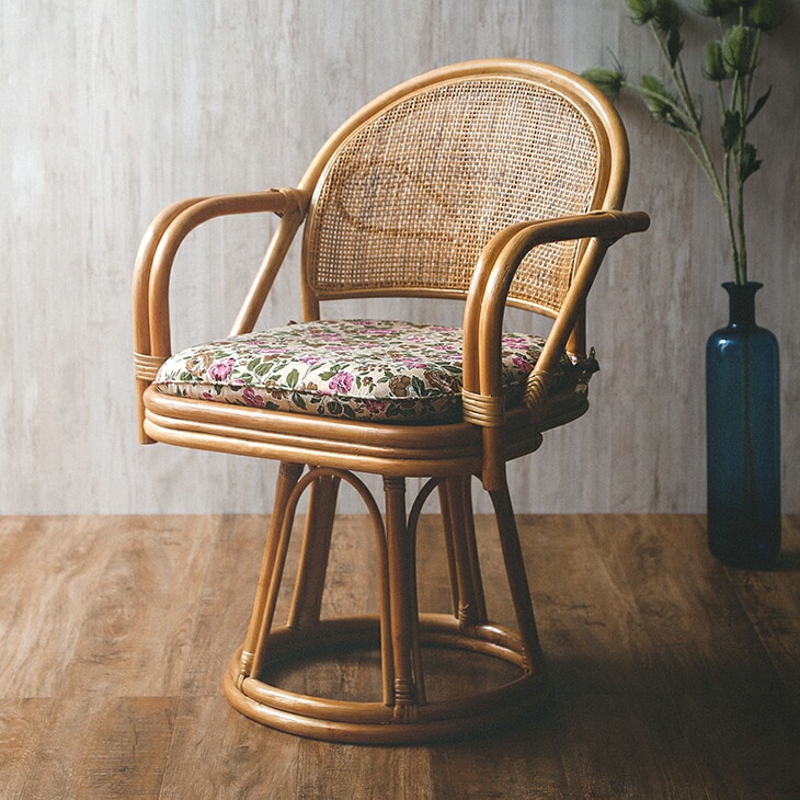 ラタンチェア 籐 回転椅子 肘付き ロータイプ:Live it通販｜JRE MALL