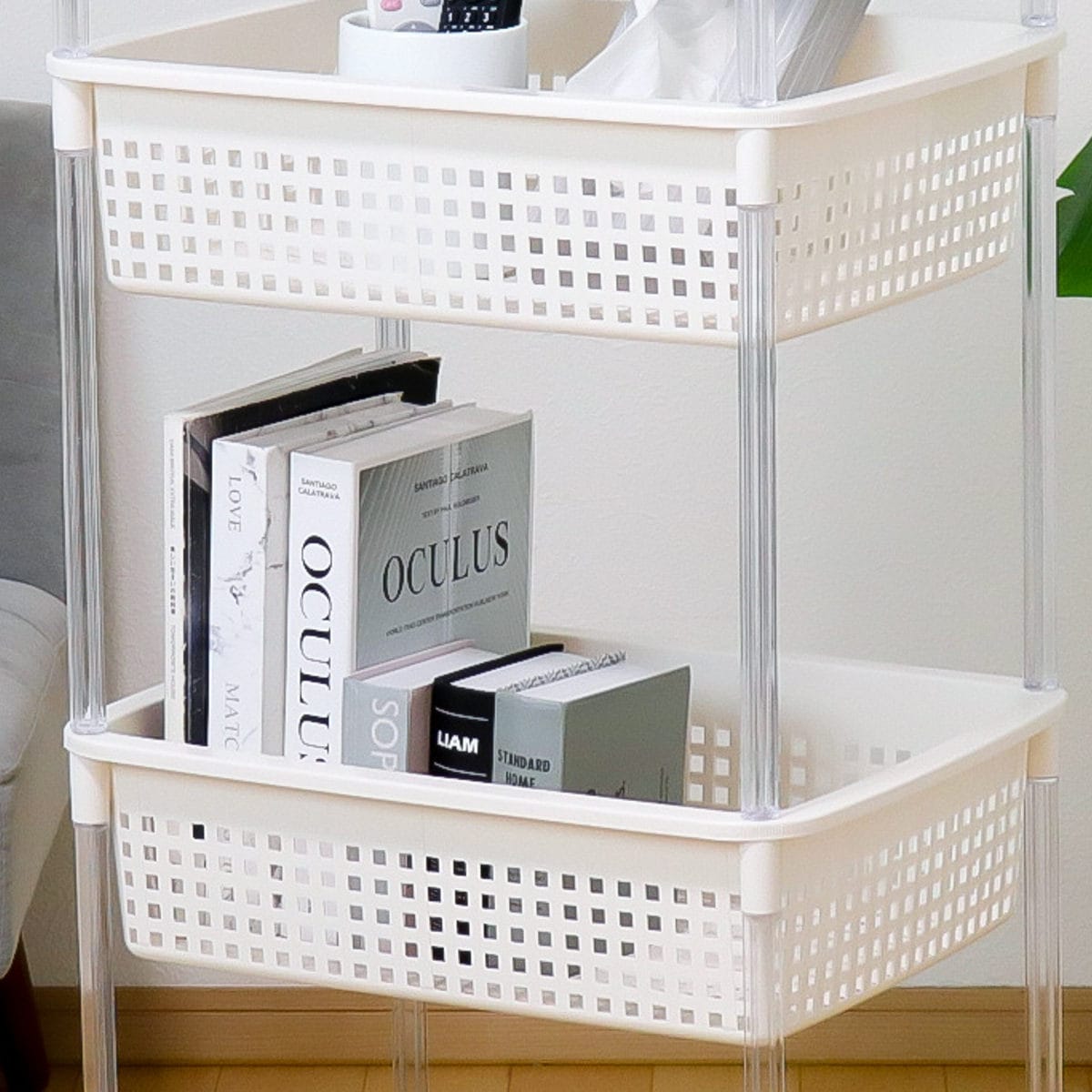 ランドリーバスケット バスケットワゴン 4段 ワイドタイプ キャスター