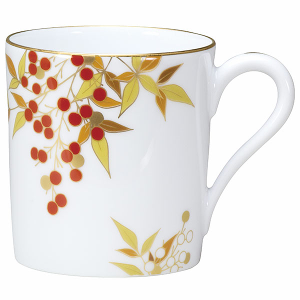 大倉陶園 紅白南天 マグ 3321/107C（ﾎﾜｲﾄ）