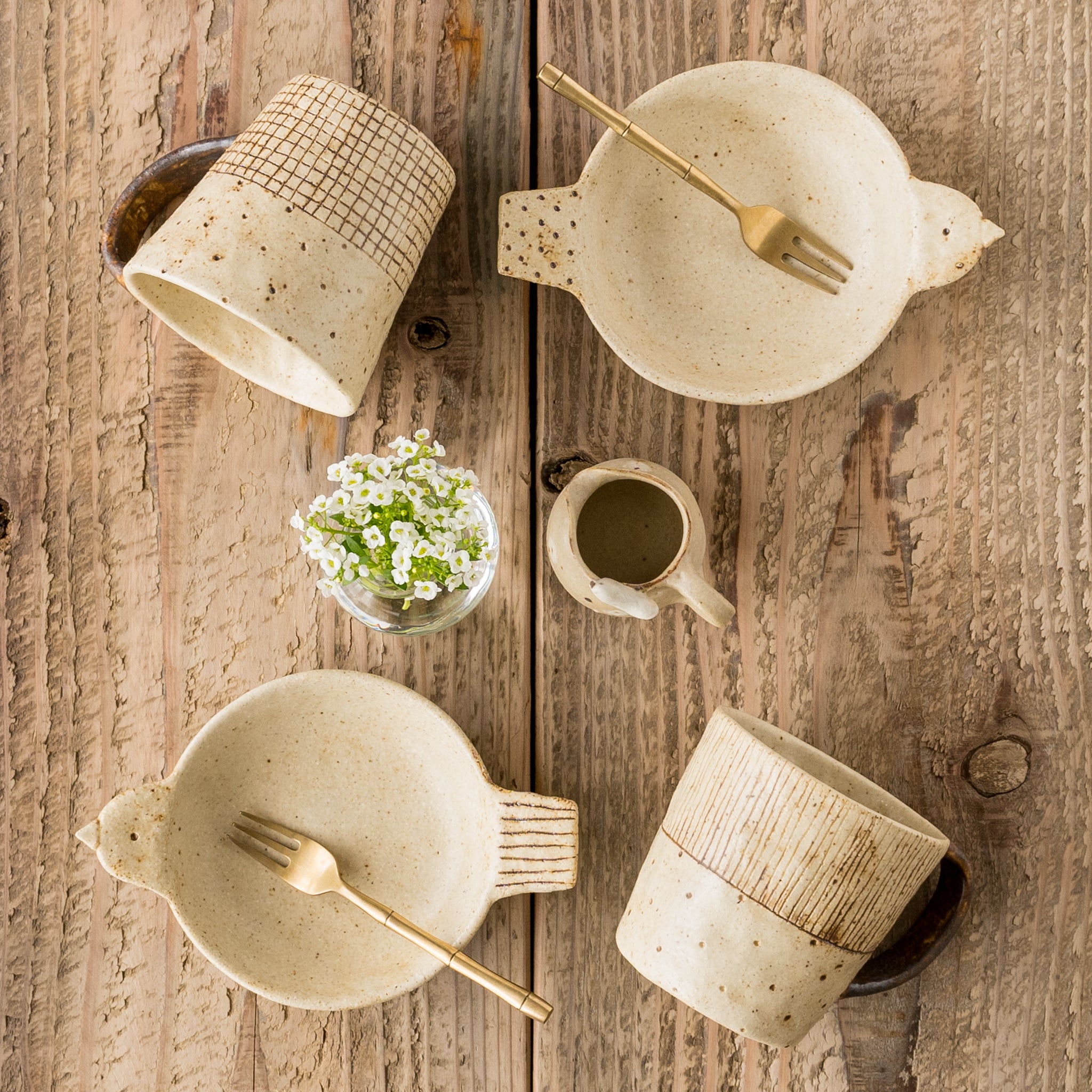 作家 金成潤子マグカップ ドット x チェック｜和食器通販 四季折折