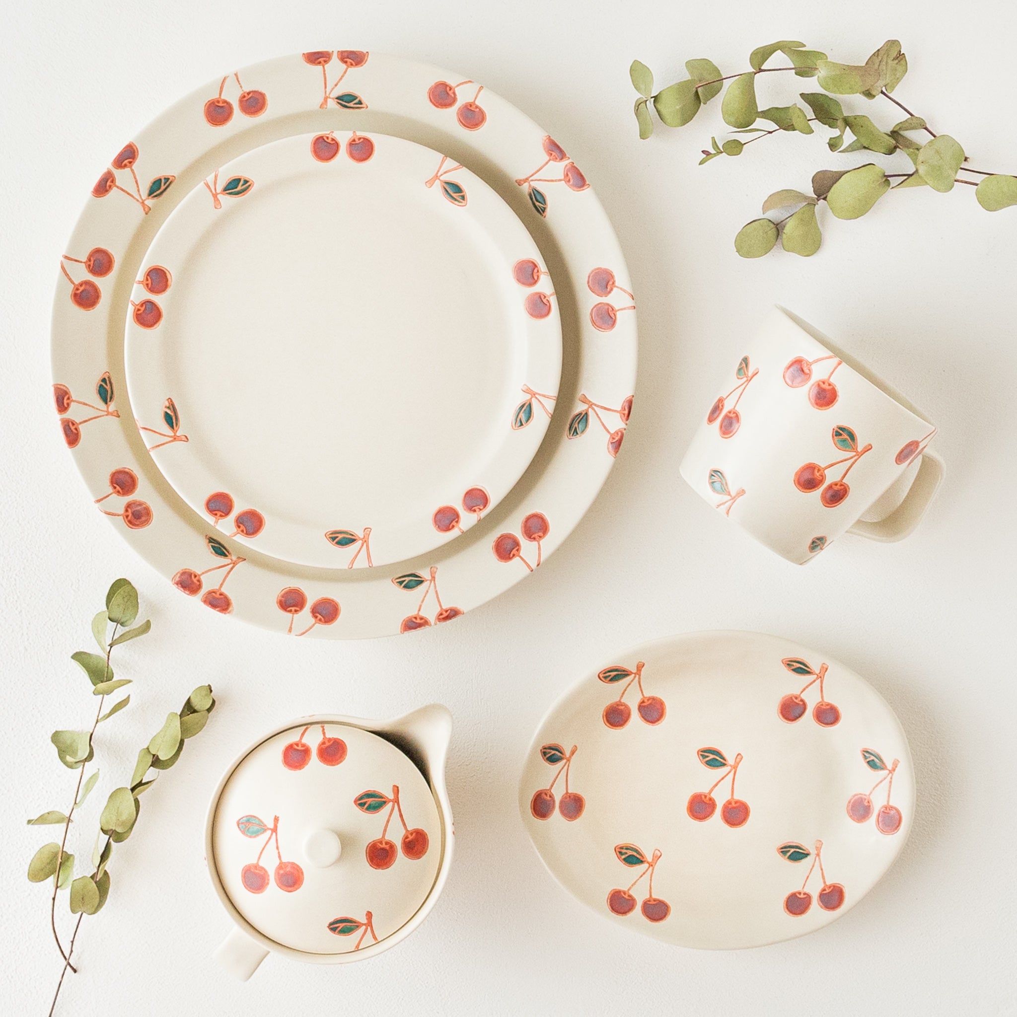 波佐見焼 fruits プレート L サクランボ｜和食器通販 四季折折 – 四季