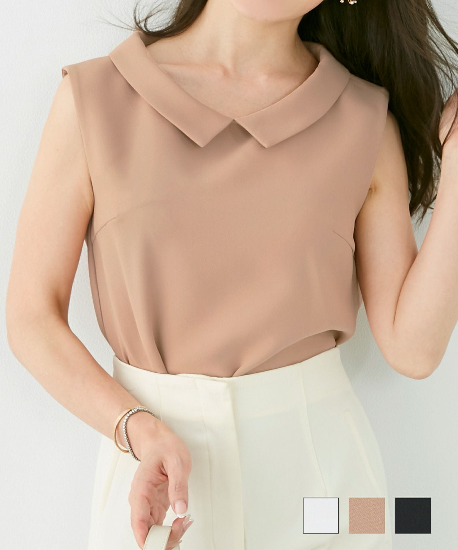 ブラウス 襟付き ノースリーブ Liala×PG 全3色｜lpg811-1144【1