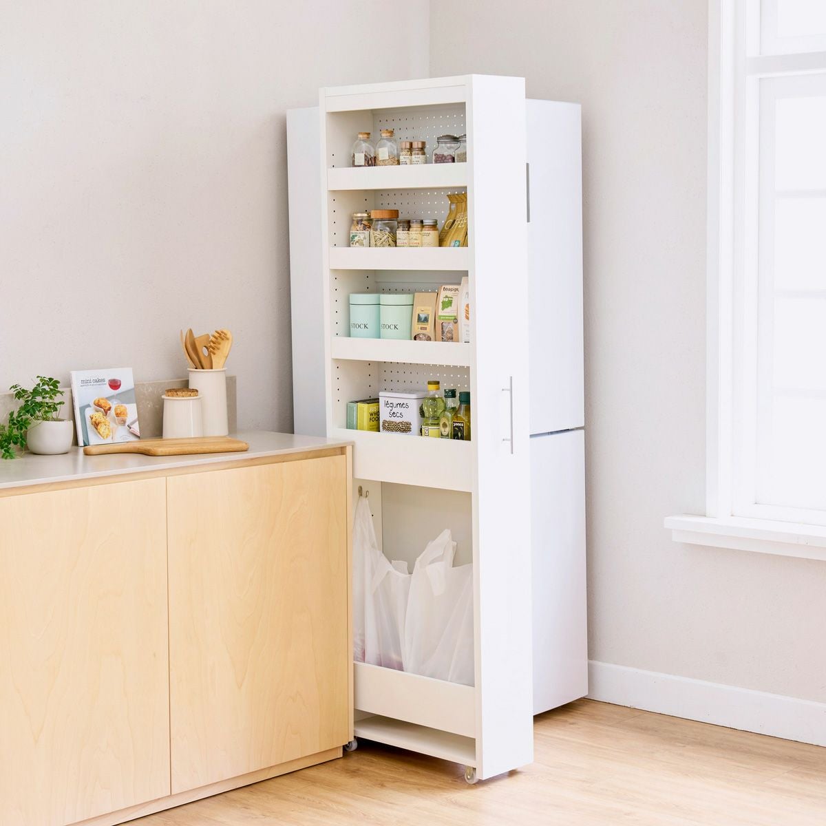 隙間収納 ストッカー 幅20cm 高さ181cm ホワイト 白単色 グレー スリム