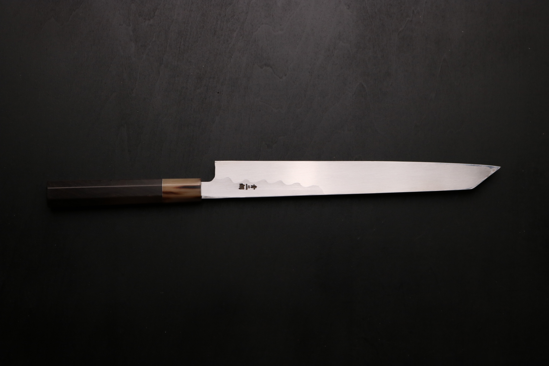 白鷺 切付 柳刃 和包丁 青二鋼 紋鍛錬 黒檀八角水牛 9寸