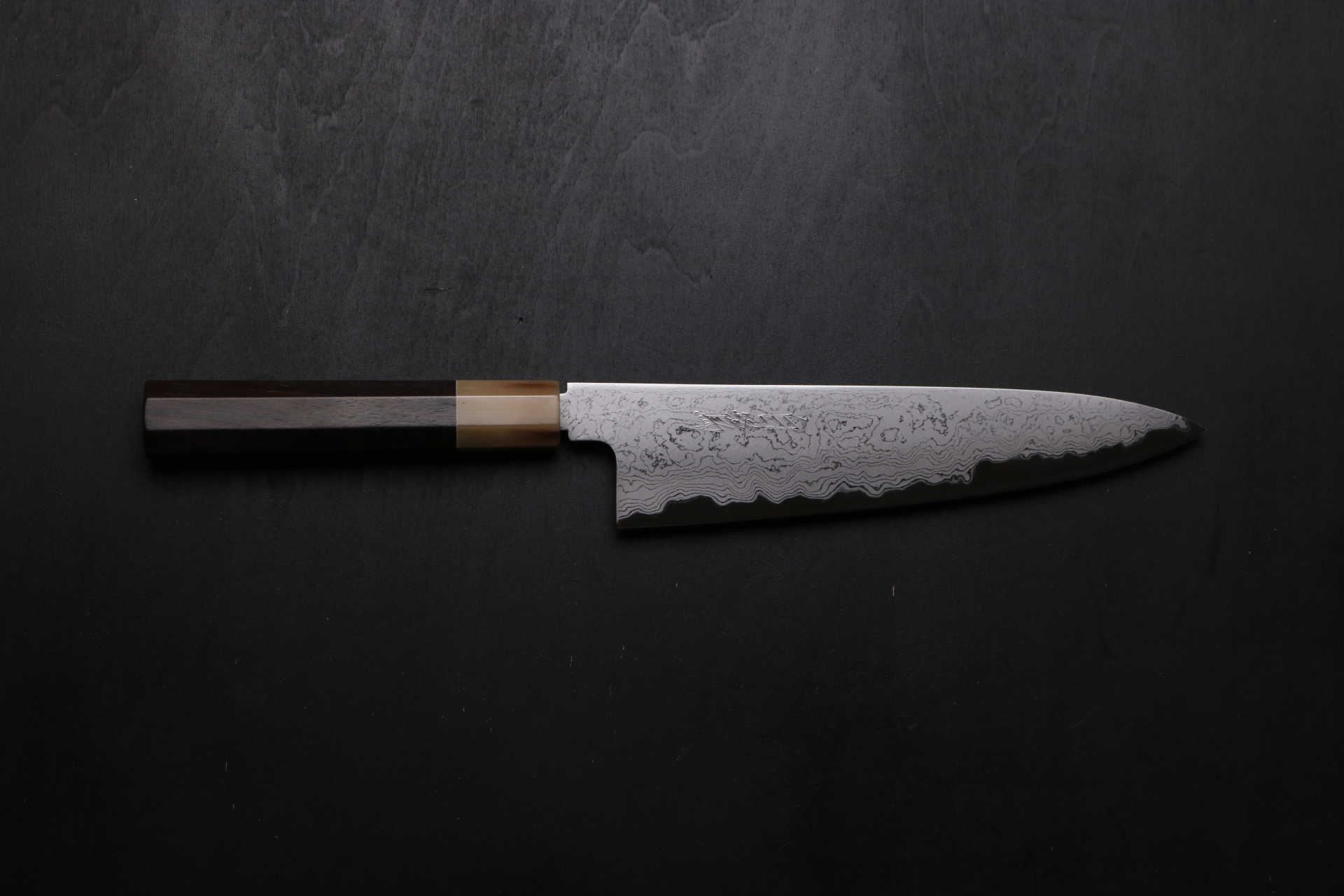 本家 稲葉屋 ダマスカス 墨流し 菜切 165mm 包丁 和包丁 白鋼 水牛朴柄