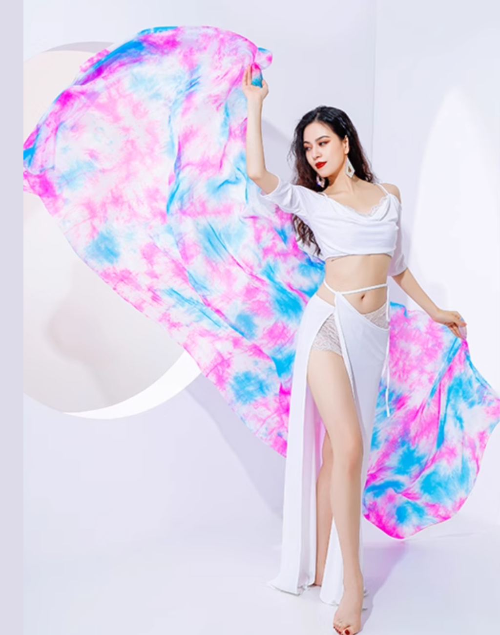 送料無料】ベリーダンス ベール シルクベール タイダイ ピンク ブルー