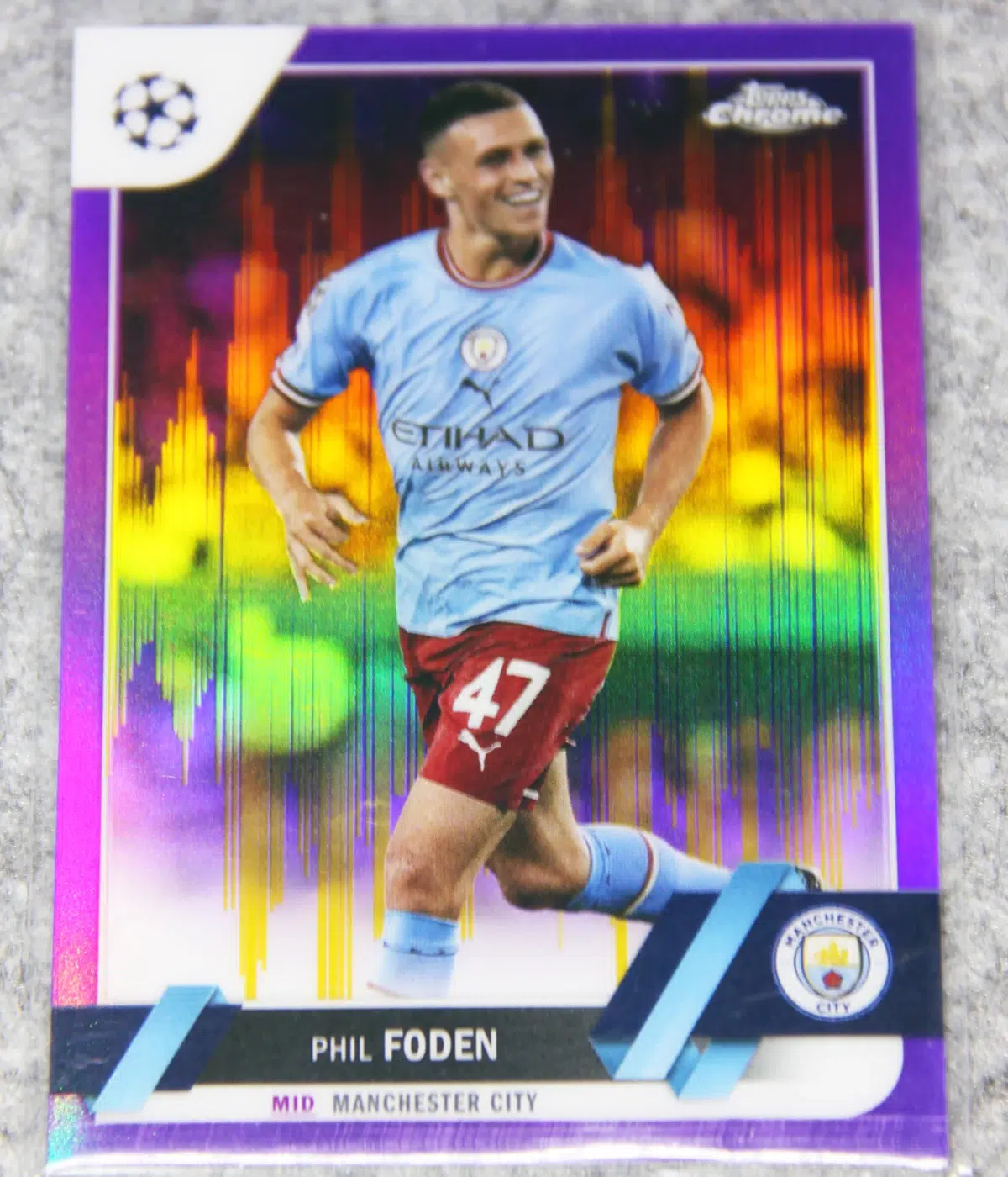 2022-23 Phil Foden #47 Topps Chrome UEFA Club Competitions Purple