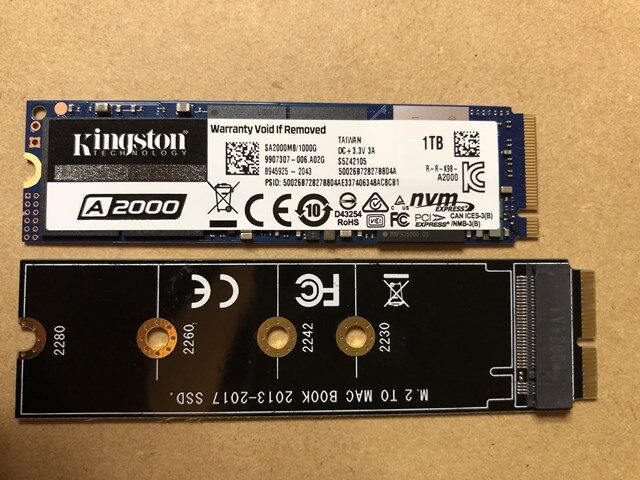 Mac Book Pro Early 2015（A1502）SSD交換 （Kingston SSD A20001T