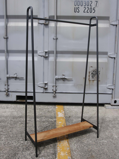 ≪ハンガーラック≫【黒皮仕様 アイアン/ブラックチェリー/2サイズ