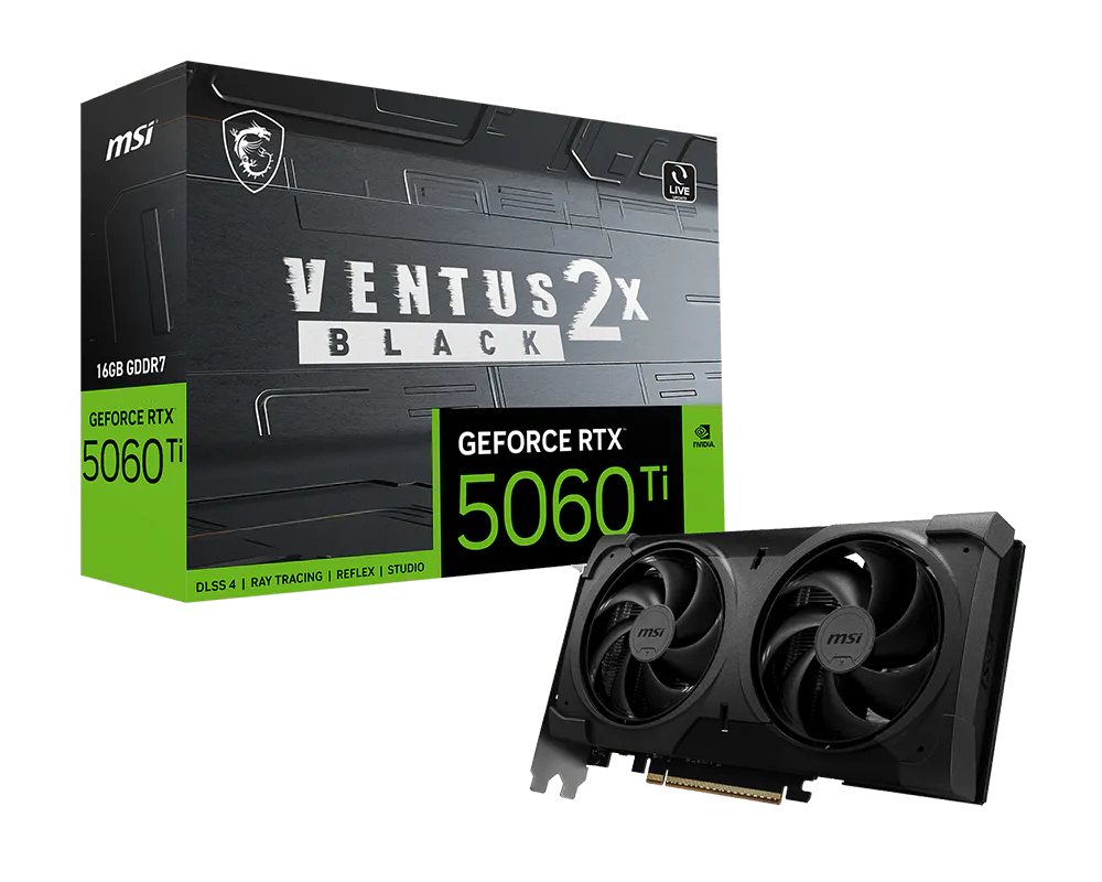 MSI GeForce RTX™ 5060 Ti 16G VENTUS 2X BLACK PLUS