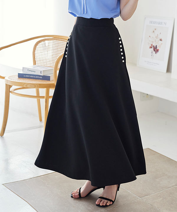 選べる2丈 パール付きフレアスカート [M3856] - レディース