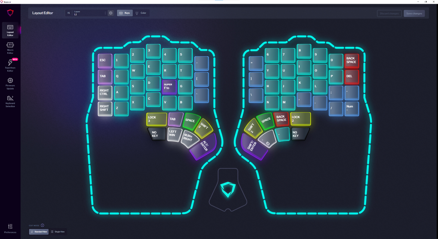 分割キーボードDygma Defyの設定