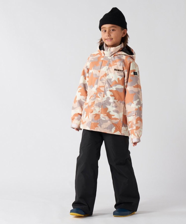 BURTON スキーウェア 上下 キッズ L 150cm オレンジ 迷彩柄 BURTON