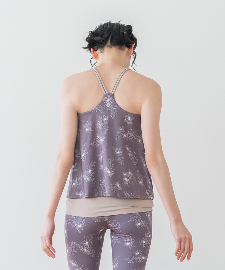 SUKALA】フラワープリントカバータンクトップ(Sサイズ ピンクブラウン