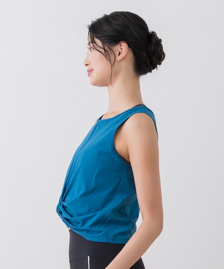 SUKALA】ブラトップ付きペーパーライクタンクトップ(Sサイズ ネイビー