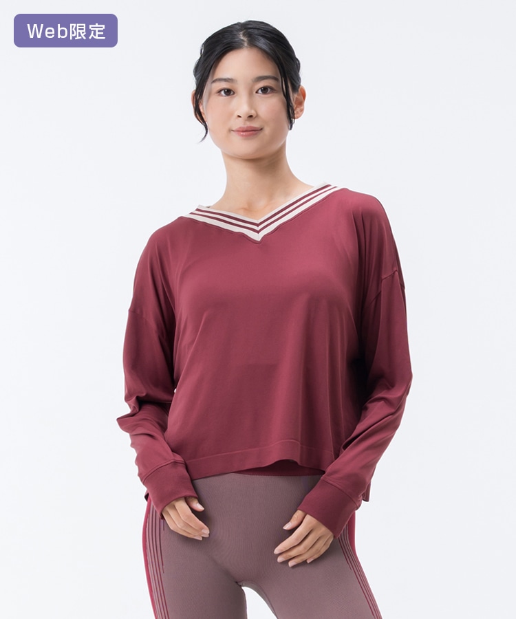 SUKALA】ブラトップ付きカレッジVネックプルオーバー(M・Lサイズ