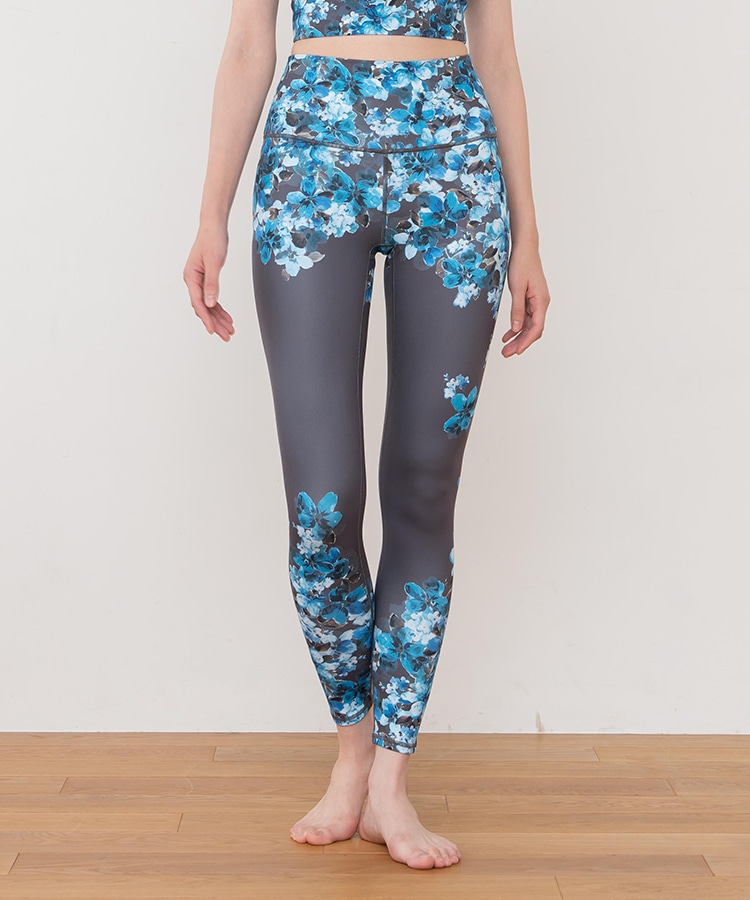 SUKALA】フルオブフラワーパネルレギンス(S・Mサイズ ブルー・モーヴ