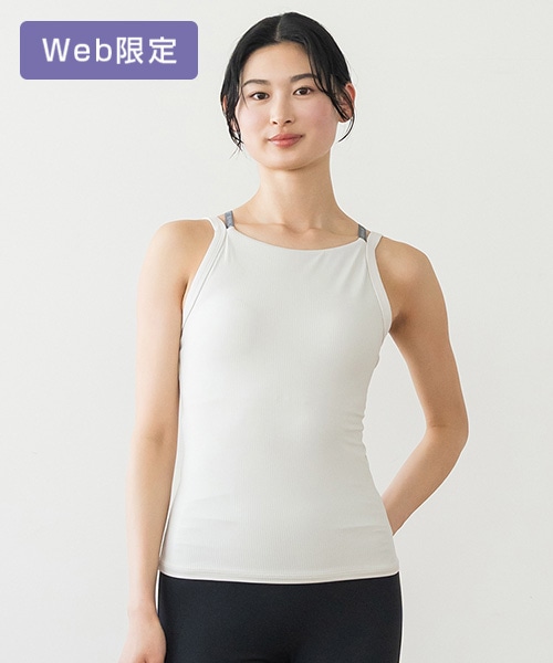 SUKALA】ダブルストラップリブロゴタンクトップ(XS・LLサイズ サンド