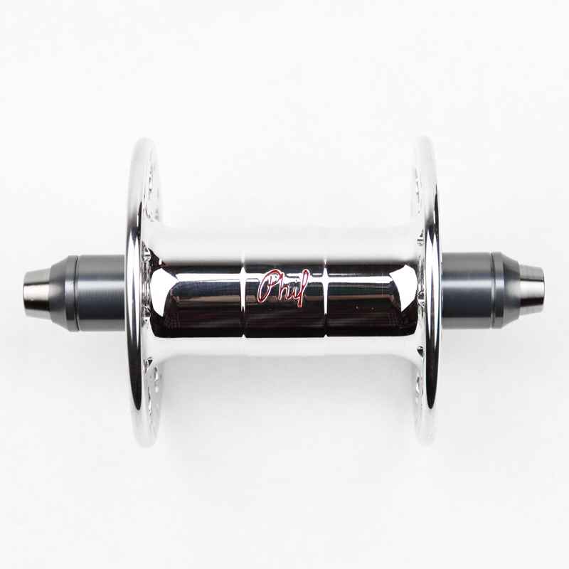 PHILWOOD* Pro high flange track hub front (silver) - BLUE LUG