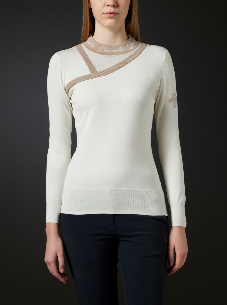 LUXE】シースルー切替モックネックニット【アウトレット】 | デサント