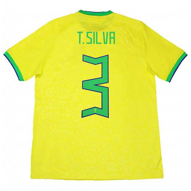 ブラジル代表 2022 ホーム 半袖レプリカユニフォーム 3.チアゴ・シウバ