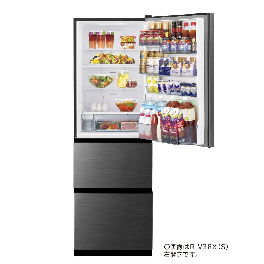 2W】冷蔵庫（375L・左開き）R-V38XL N(ライトゴールド): キッチン家電
