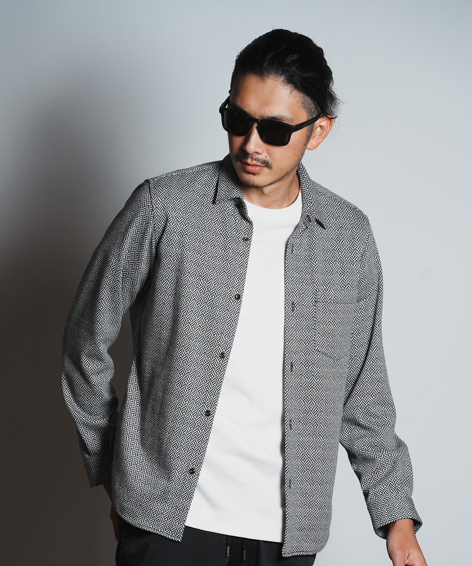 BANDEL ジャガードリブモックシャツ M ライトグレー