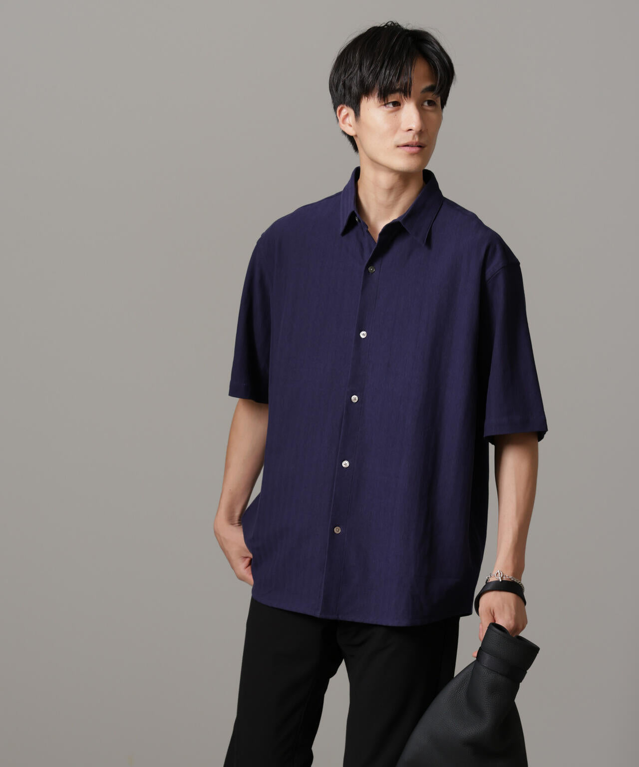 シャドー ストライプ ハーフスリーブ シャツ