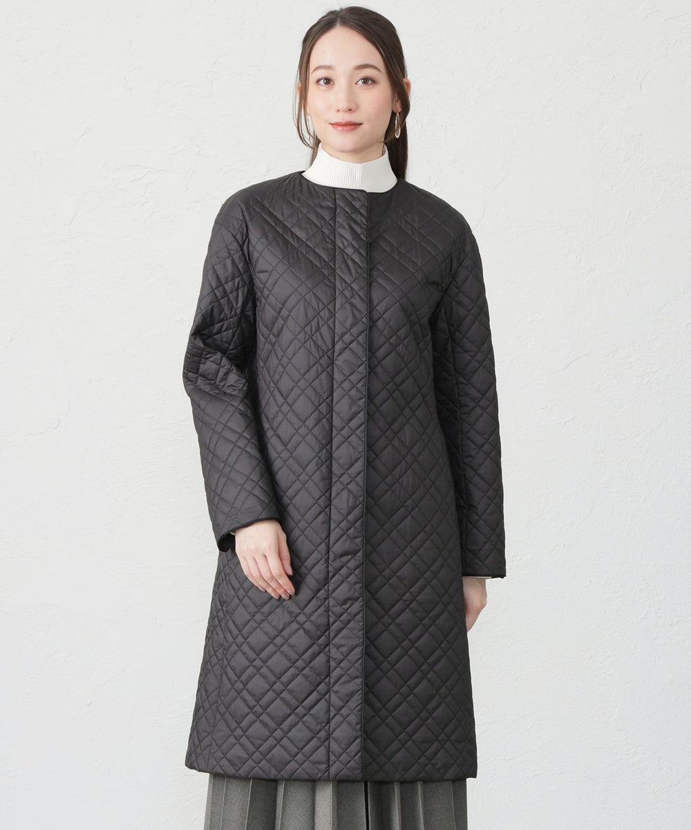 スマートウォーマー】ノーカラーキルトロングコート(コート)｜AMACA