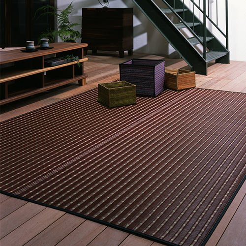 畳 添島勲商店 い草ラグ 掛川織 モダン 190×190cm ブラウン (1枚から