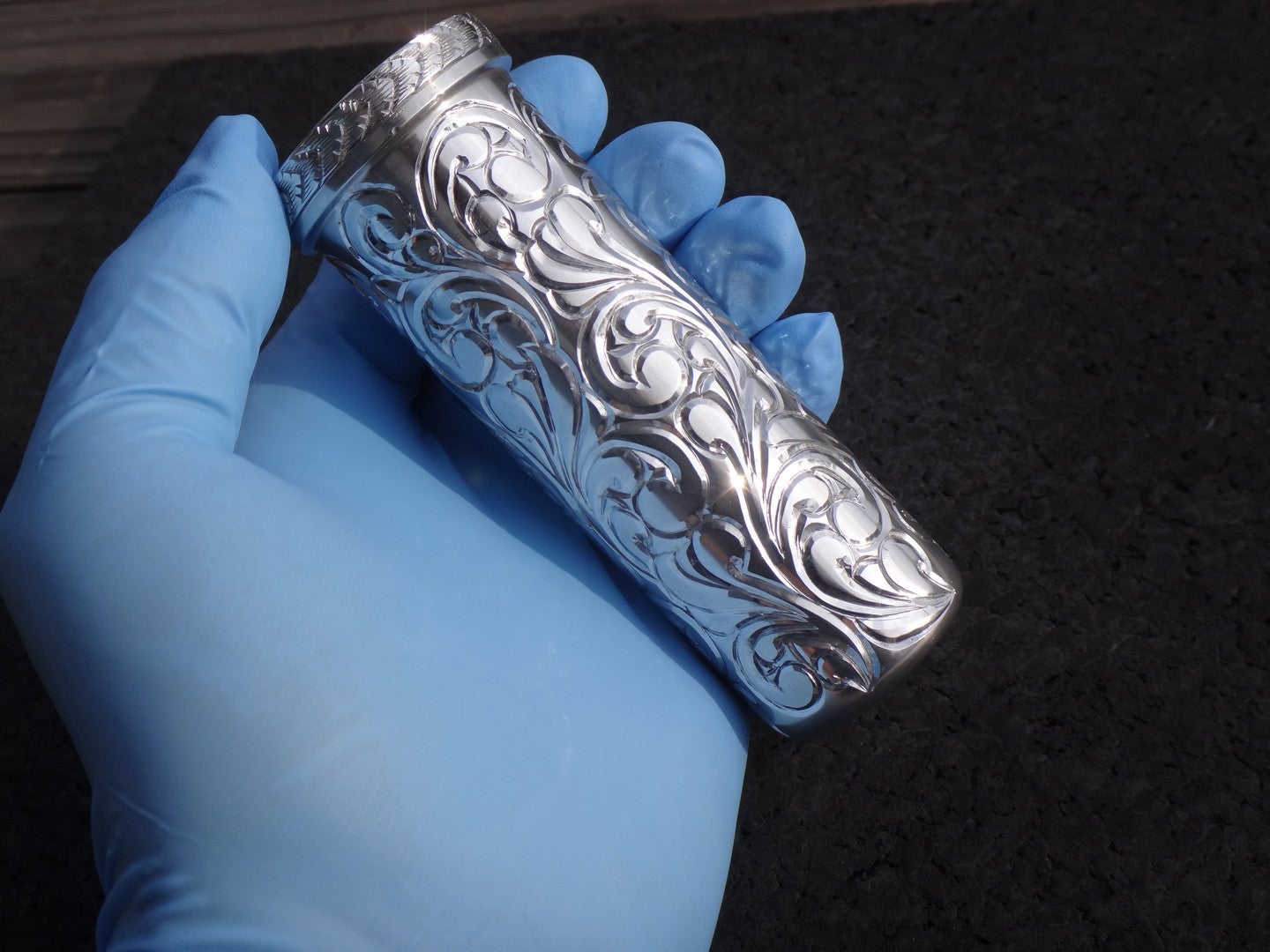 携帯灰皿彫金！オーダー表札エングレービング！Engraved nameplate.と