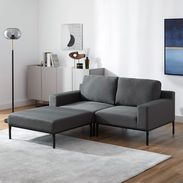 2人掛けカウチソファ オットマン付きでレイアウト自由(グリーン