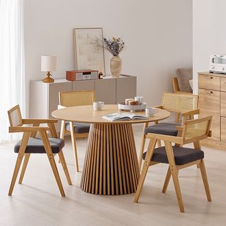 4人掛けダイニングテーブルセット 円形 木目調 [幅100/120] | 【公式