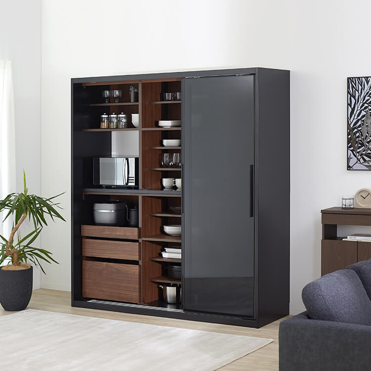 幅182] 食器棚 コンセント付 ガラス 引き戸 | 【公式】LOWYA(ロウヤ