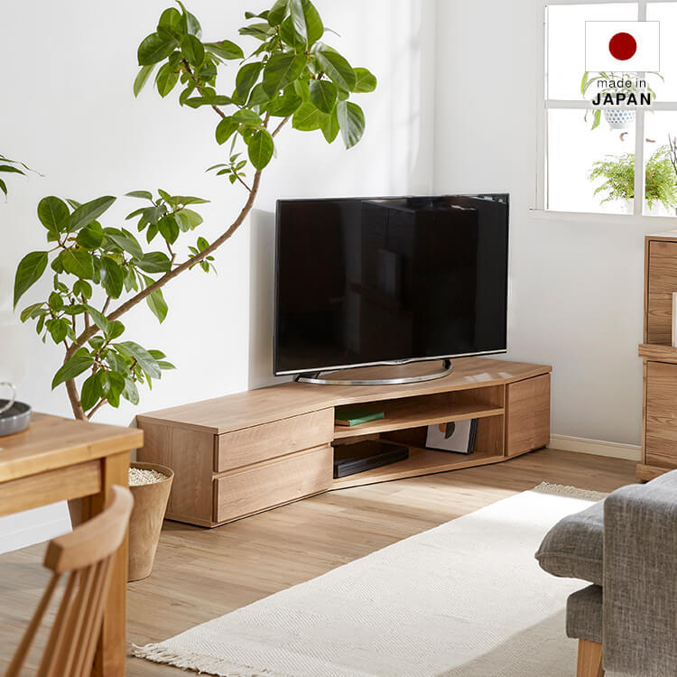 国産ローテレビ台 コーナーテレビ台 収納 木目調 半完成品 [幅180][日