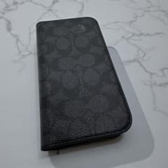 極美品 コーチ iphone Air 手帳型スマホケース シグネチャー ブラック
