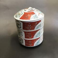 赤絵 時代物三段古陶器重箱 古美術 正月 - メルカリ