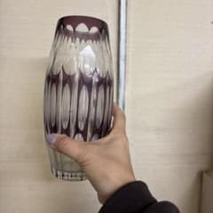 ガラス 花瓶 花器切子ガラス細工赤ワインレッド | Shop at Mercari