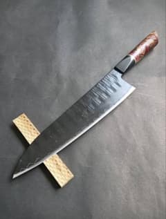 VG10 黒打ち3層ダマスカス牛刀包丁240mmmmレッドブラウンマーブル