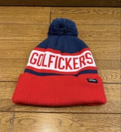 Golfickers ゴルフィッカーズ ポンポン付きニット帽 ネイビーレッド