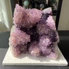 天然石 タイチンルチルクォーツ共生アメジストの原石 置物 鉱物NO