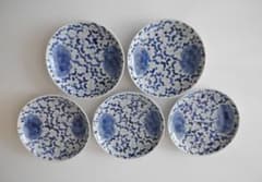 唐草牡丹絵五寸皿(5枚) 手造手描山口洋一作家物有田焼