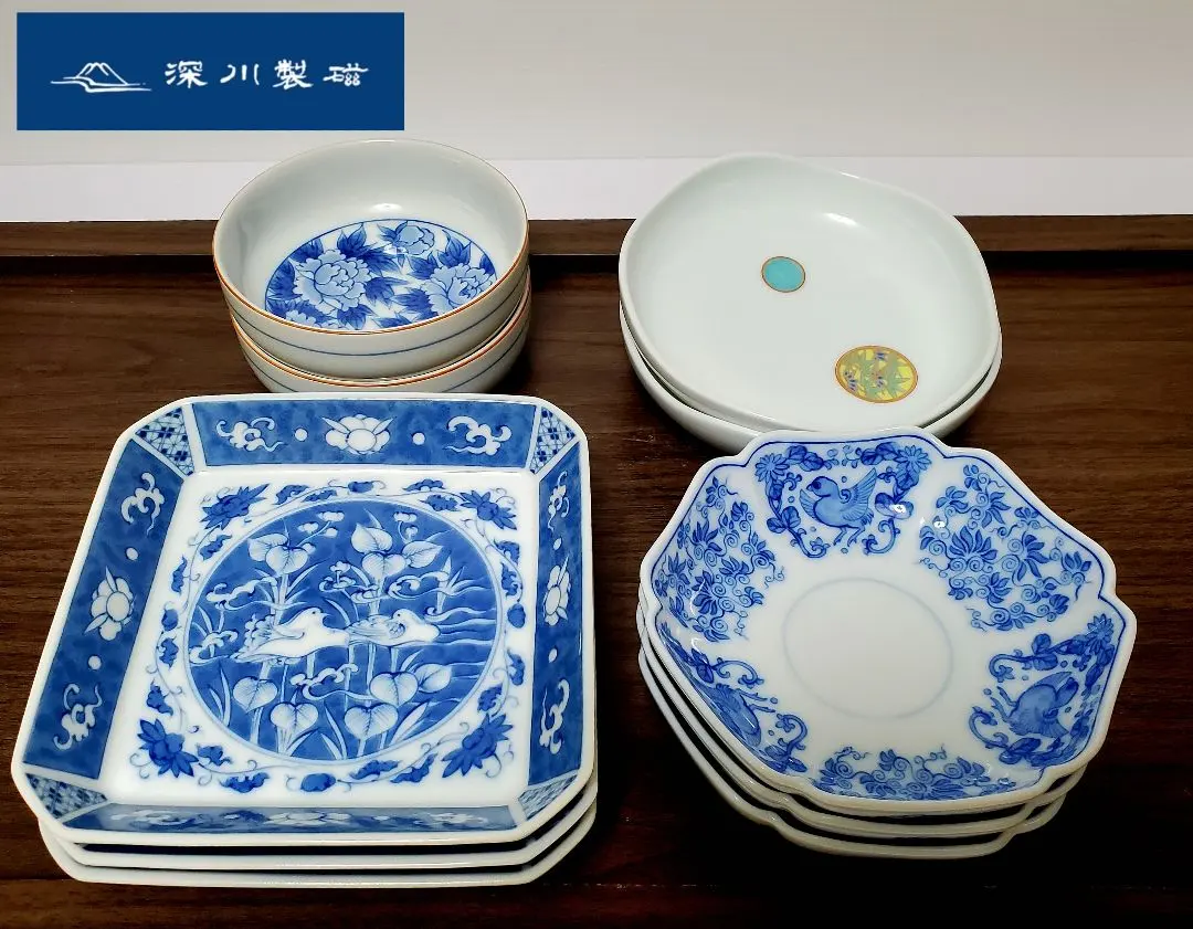 最高級 深川製磁 染付 菊唐草 小丼 どんぶり 鉢 5枚 箱付